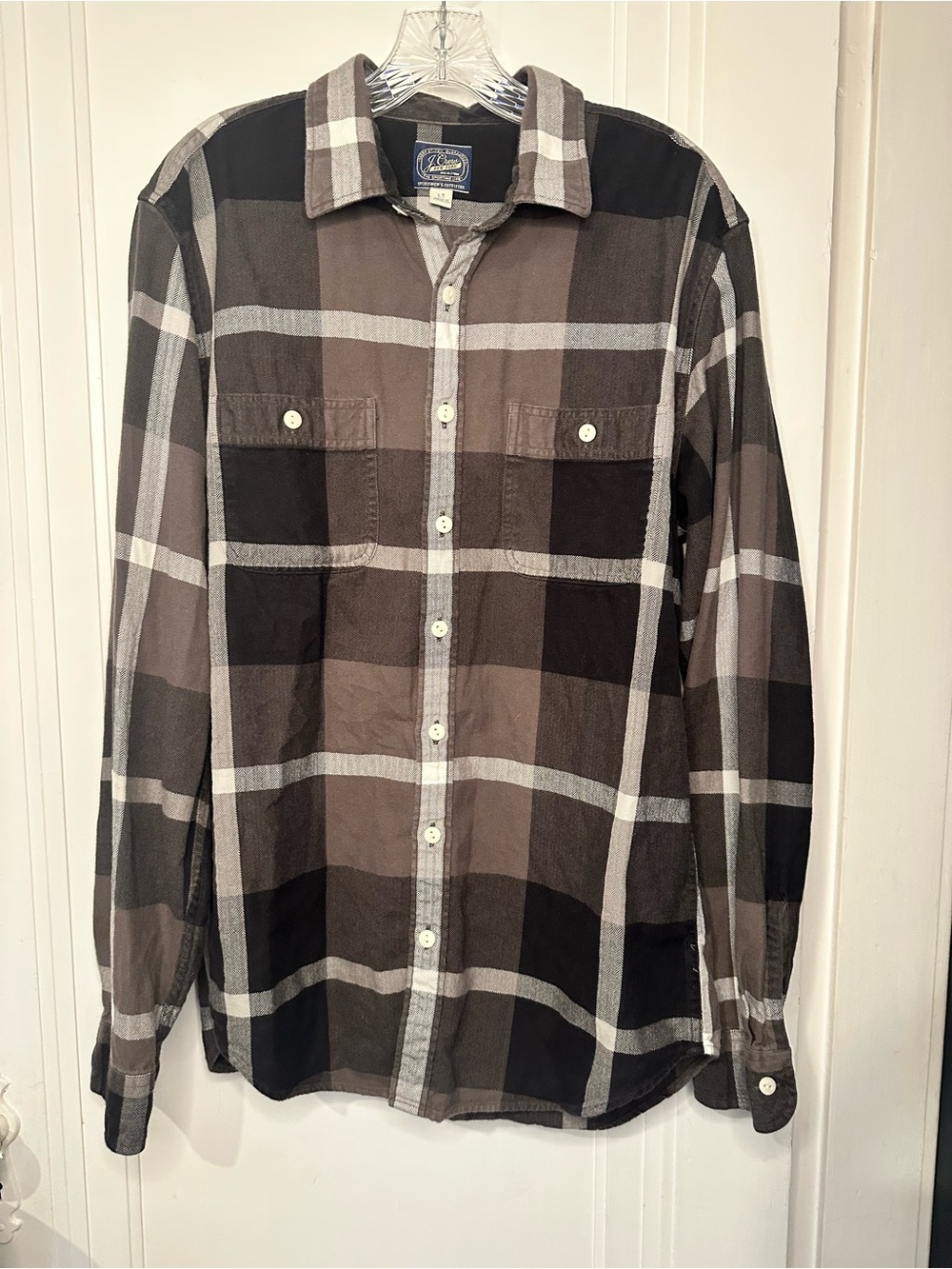 J. Crew Men's Plaid Button-Down Shirt - Gray, Black, White